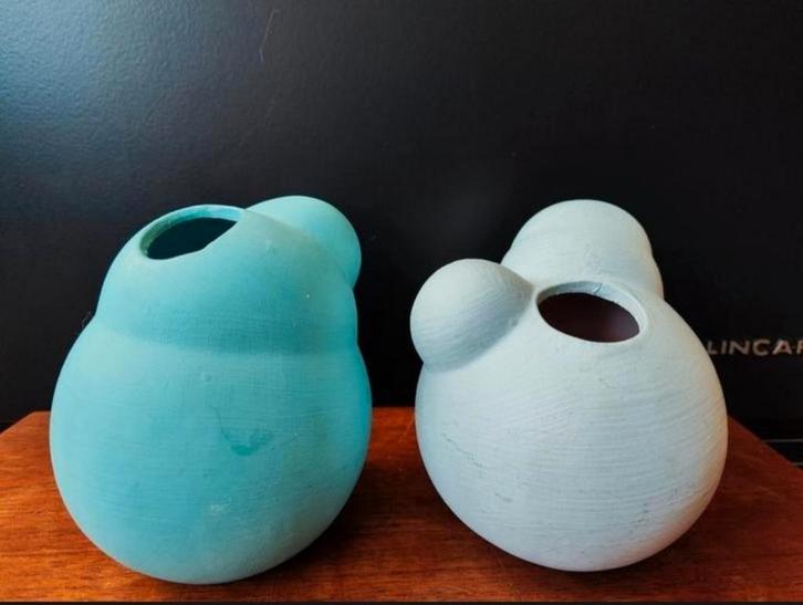 Serax Maison d'être 2x bijzonder vormgegeven keramieken vaas, Huis en Inrichting, Woonaccessoires | Vazen, Gebruikt, Blauw, Minder dan 50 cm