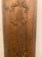 Houten Paneel met Hagedis Snijwerk - Afrikaanse Kunst Decora, Antiek en Kunst, Ophalen of Verzenden