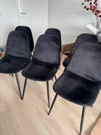 Zwarte velvet eetstoelen - set van 6, Huis en Inrichting, Ophalen, Gebruikt, Zwart, Vijf, Zes of meer stoelen