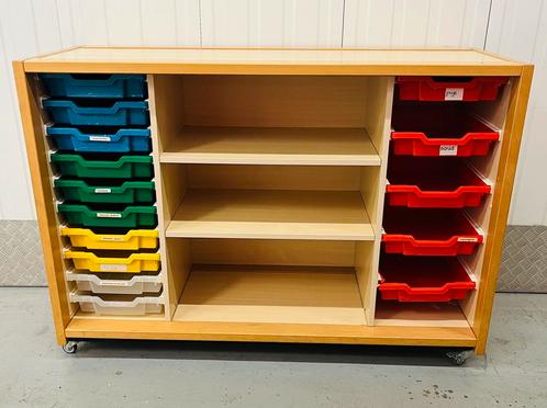 Vintage schoolkast kdv Schilte speelgoedkast knutselkast, Huis en Inrichting, Kasten | Ladekasten, Zo goed als nieuw, Minder dan 100 cm