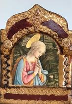 Houten drieluik icoon Maria met twee aartsengelen, Ophalen of Verzenden