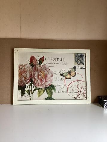 Vintage Bloemen Print met Vlinder beschikbaar voor biedingen