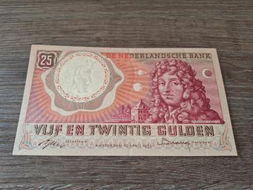 Vrijwel UNC biljet 25 gulden Huygens, 1955 beschikbaar voor biedingen