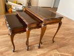 Set van 3 Queen Anne nesttafels – klassiek Engels design, Minder dan 55 cm, Gebruikt, Ophalen of Verzenden, 60 cm of meer