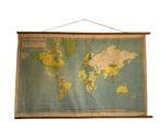 Vintage wereldkaart, Antiek en Kunst, Antiek | Schoolplaten, Ophalen of Verzenden, Overige thema's