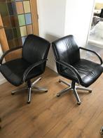 4 Artifort design stoel zwart leer vintage channel, Huis en Inrichting, Stoelen, Ophalen, Gebruikt, Zwart, Leer