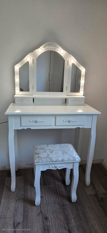 Kaptafel met spiegel en verlichting  beschikbaar voor biedingen