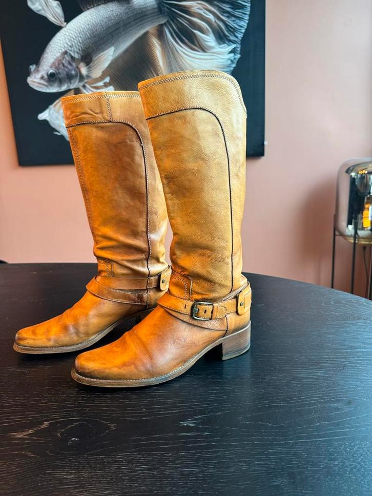 Design Vic Matié Cognac Leren Laarzen Maat 40, Kleding | Dames, Schoenen, Gedragen, Hoge laarzen, Bruin, Ophalen of Verzenden