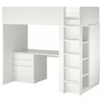 Hoogslaper, wit/beuken - met bureau en kast, 90x200 cm, Kinderen en Baby's, Kinderkamer | Stapelbedden en Hoogslapers, Ophalen