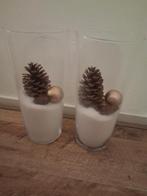 Glazen vazen met kerstdecoratie (2 stuks), Ophalen