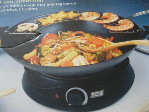 Quigg elektrische wok, Huis en Inrichting, Keuken | Potten en Pannen, Zo goed als nieuw, Wok, Aluminium, Ophalen