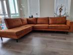 Hoekbank microleer cognac kleur, Huis en Inrichting, Ophalen, Zo goed als nieuw