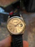 Vintage Mido commander 8223 daydate horloge, Overige merken, Leer, Staal, Polshorloge