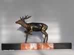 Art Deco  beeld hert zamak op marmer 20 cm hoog, Ophalen of Verzenden