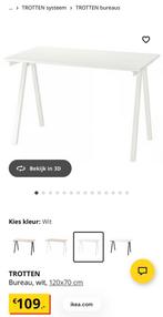 Trotten Ikea bureau wit 120x70x75, Ophalen, Gebruikt