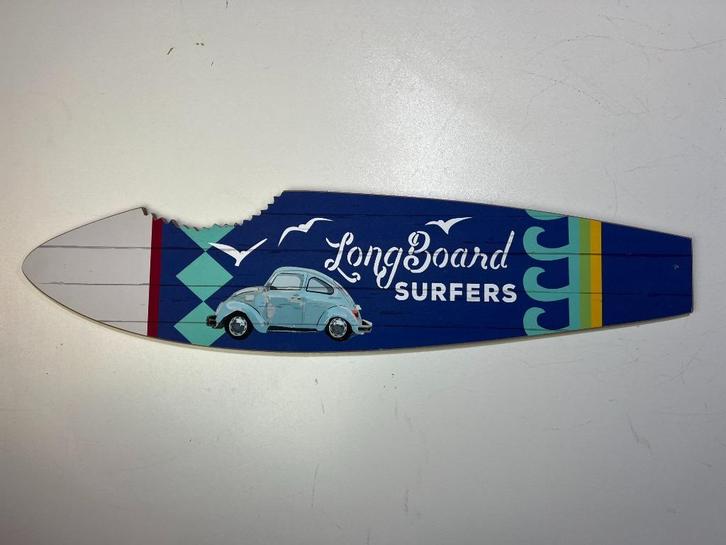 Houten surfplank wandbord longboard surfers 60cm, Huis en Inrichting, Woonaccessoires | Wanddecoraties, Nieuw, Ophalen of Verzenden