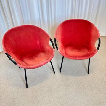 Vintage balloon fauteuil Lusch & Co rood beschikbaar voor biedingen