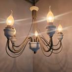 Kroonluchter hout en koper kleur, Huis en Inrichting, Lampen | Kroonluchters, Ophalen, Gebruikt, Hout