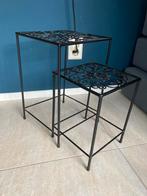 2 zwarte ijzeren tafeltjes, Minder dan 45 cm, Minder dan 55 cm, Metaal of Aluminium, Vierkant