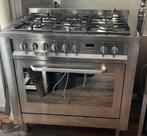 Ariston RVS 5 pits gasfornuis 90 cm, Gebruikt, 60 cm of meer, Ophalen of Verzenden, Gas