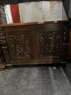 Dekenkist antiek steekwerk snijwerk turfkist houtbak, Antiek en Kunst, Ophalen