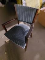 4 donker eiken oude stoelen met stof, Huis en Inrichting, Stoelen, Vier, Gebruikt, Bruin, Hout