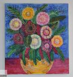Imposant schilderij bloemen, gesigneerd, Antiek en Kunst, Kunst | Schilderijen | Modern, Ophalen of Verzenden