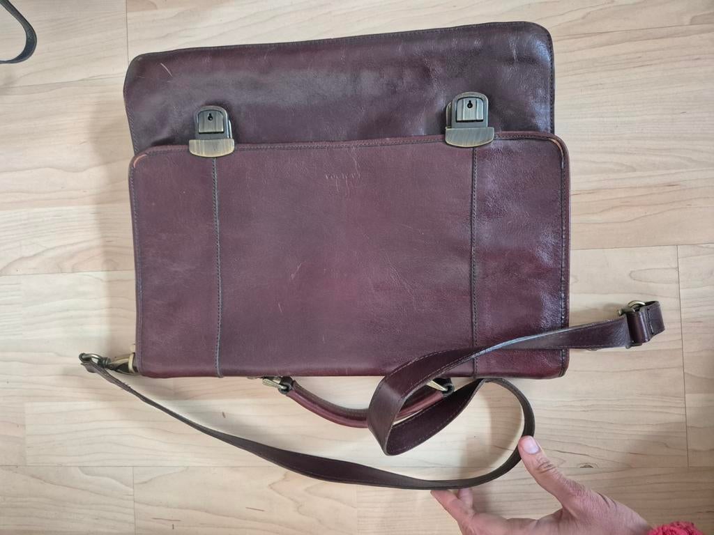 Bruine lederen aktetas - Nieuw!, Overige merken, 40 cm of meer, Nieuw, Ophalen of Verzenden