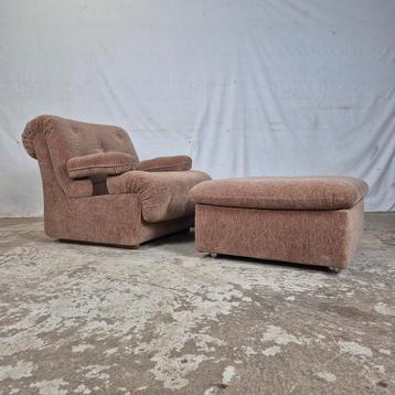Vintage jaren 60-70 fauteuil + ottoman, modulair relaxstoel beschikbaar voor biedingen