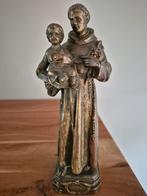 Antiek Koperen Antonius van Padua Beeldje, Antiek en Kunst, Ophalen of Verzenden