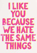 I like you because we hate the same things, Antiek en Kunst, Ophalen of Verzenden