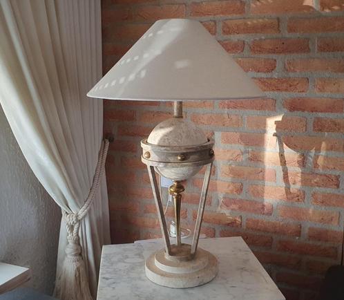 Vintage Travertin tafellamp, Huis en Inrichting, Lampen | Tafellampen, Zo goed als nieuw, 50 tot 75 cm, Stof, Overige materialen