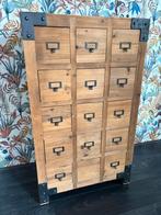 Industrieel Apothekerskastje Mango Hout, Huis en Inrichting, Kasten | Dressoirs, Ophalen, Gebruikt, 50 tot 100 cm, Met lade(s)