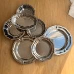 Ronde vintage franse inox rvs serveerschalen, Ophalen of Verzenden, Gebruikt, Overige stijlen, Schaal of Schalen