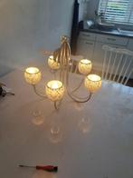 Rvs kroonluchter in perfecte  staat, Ophalen, Zo goed als nieuw, Glas, Modern