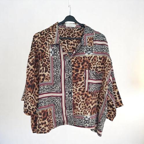 Blouse panterprint bruin rood S/M, Kleding | Dames, Blouses en Tunieken, Nieuw, Maat 36 (S), Bruin, Ophalen of Verzenden
