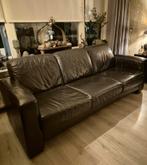 Mooie Echt Zwart Lederen 3zits Bank (2mtr), Ophalen, Gebruikt, 150 tot 200 cm, Driepersoons