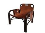 Fantastische vintage tuigleren safari chair design fauteuil, Huis en Inrichting, Fauteuils, Minder dan 75 cm, Gebruikt, Leer, 50 tot 75 cm