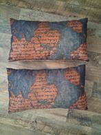 2x Landelijke Kussens Cognac/Legergroen, Huis en Inrichting, Woonaccessoires | Kussens, Ophalen of Verzenden, Zo goed als nieuw