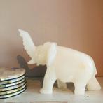 Vintage albast olifanten beeldje, Verzenden, Gebruikt, Dier