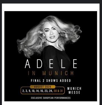 Adele 3 Augustus - 2 tickets staanplaatsen (rechts)