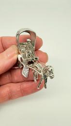 Hollands zilveren miniatuur, paard die huifkar trekt., Antiek en Kunst, Ophalen of Verzenden