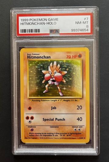 1999 Hitmonchan #7/102 Base Set Unlimited Holo - PSA 8 beschikbaar voor biedingen