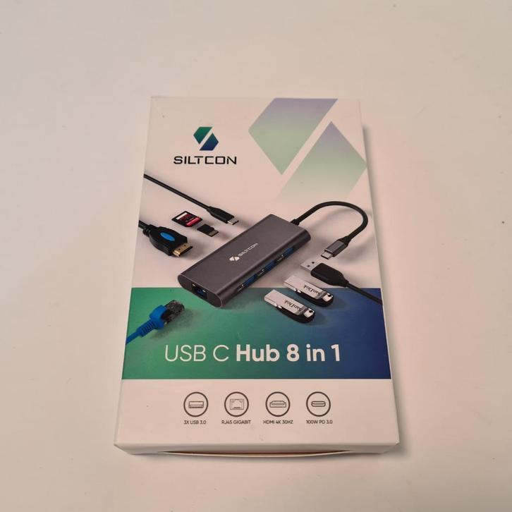 Siltcon 8 in 1 USB C Hub | Docking Station Laptop | HDMI 4K, Computers en Software, Dockingstations, Nieuw, Laptop, Ophalen of Verzenden