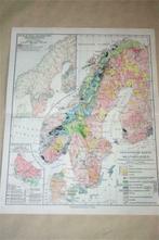 Originele oude geologische kaart van Scandinavië ca 1900 !!, Boeken, Atlassen en Landkaarten, Gelezen, Ophalen of Verzenden