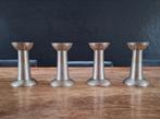 set 4st artdeco bauhaus stijl zware metalen kandelaars, Gebruikt, Overige kleuren, Ophalen of Verzenden, Metaal