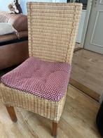 4 nette rieten eetkamerstoelen met kussens, Huis en Inrichting, Stoelen, Ophalen, Gebruikt, Bruin, Vier