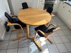 Stokke eettafelset met 4 stoelen, Huis en Inrichting, Tafels | Eettafels, Ophalen, Gebruikt, 100 tot 150 cm, Rond