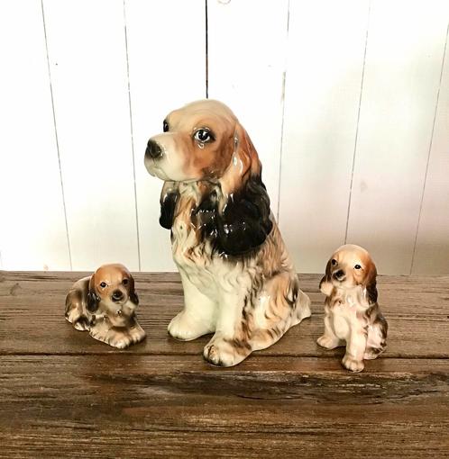 3x vintage Cocker Spaniël hond beeldje uit Japan, Antiek en Kunst, Curiosa en Brocante, Ophalen of Verzenden