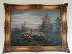 Antiek Schilderij olieverf Herder met Schapen van S.V. Meyl, Ophalen of Verzenden